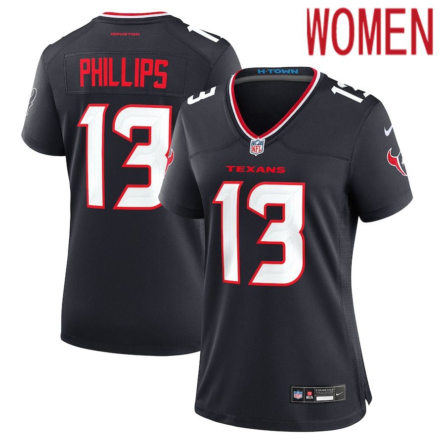 Women Houston Texans #13 DelShawn Phillips Nike Navy Team Game NFL Jersey->->Women Jersey